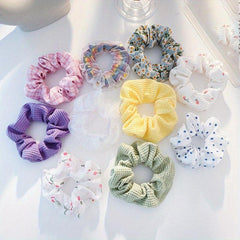 10pcs French Large Wool Scrunchie Retro Hair Rope Fabric Accessories