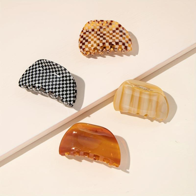 Checkered Pattern Acetate Hair Claw Shark Claw Hair Clip
