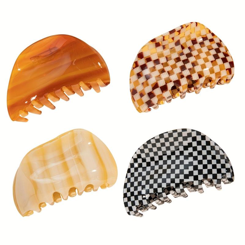 Checkered Pattern Acetate Hair Claw Shark Claw Hair Clip
