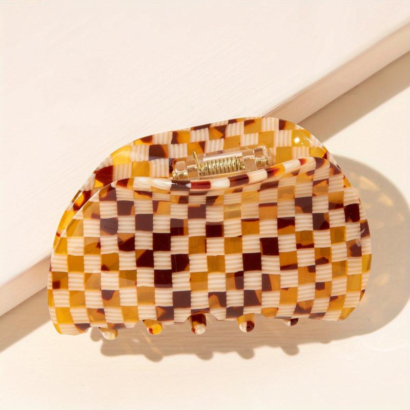 Checkered Pattern Acetate Hair Claw Shark Claw Hair Clip