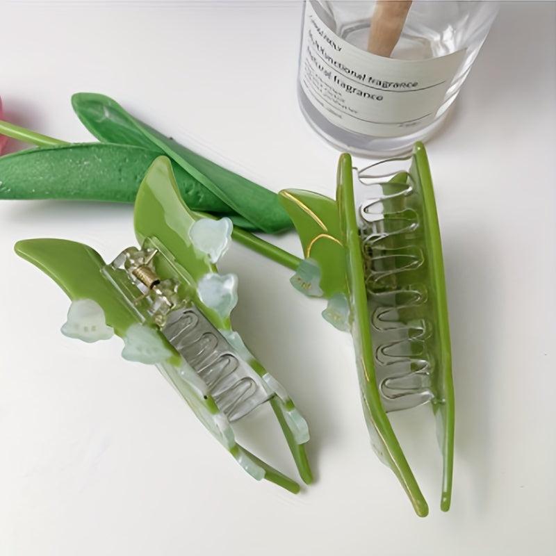 Lily Flower Hair Claw Leaf Shape Shark Claw Hair Accessories For Women Girls