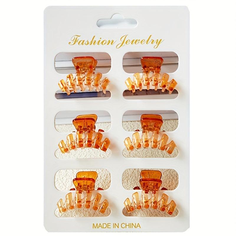 6pcs Solid Style Hair Claw Ponytail Holder Back Head Hair Clip