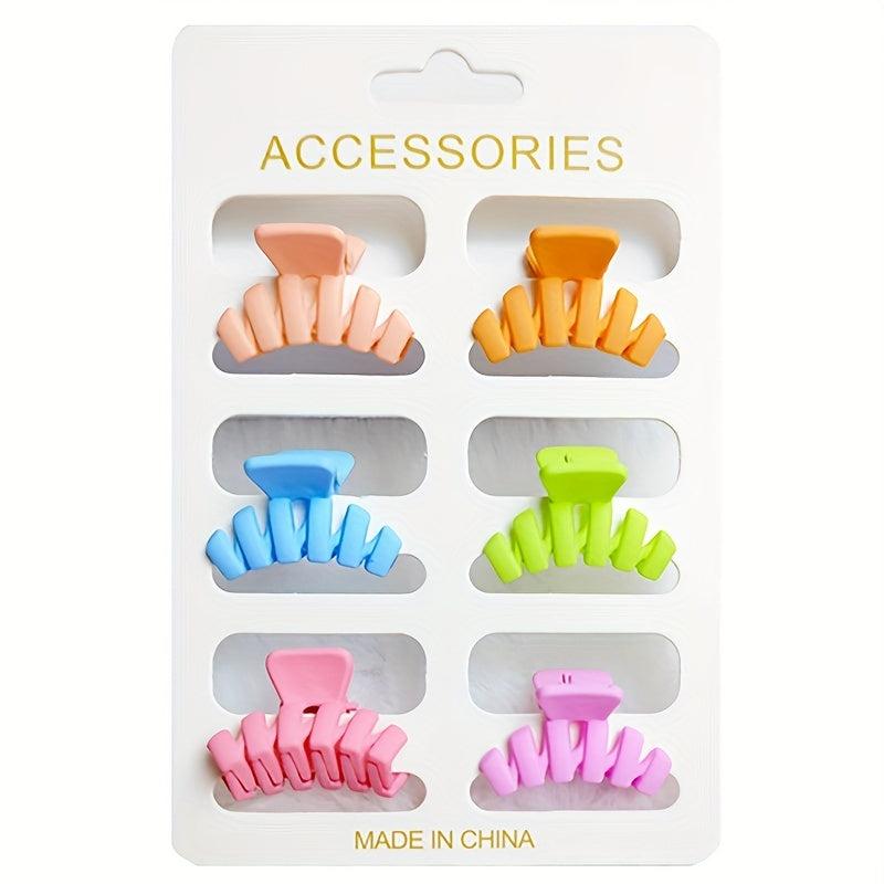 6pcs Solid Style Hair Claw Ponytail Holder Back Head Hair Clip