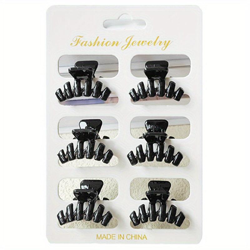 6pcs Solid Style Hair Claw Ponytail Holder Back Head Hair Clip
