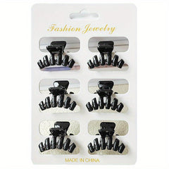 6pcs Solid Style Hair Claw Ponytail Holder Back Head Hair Clip