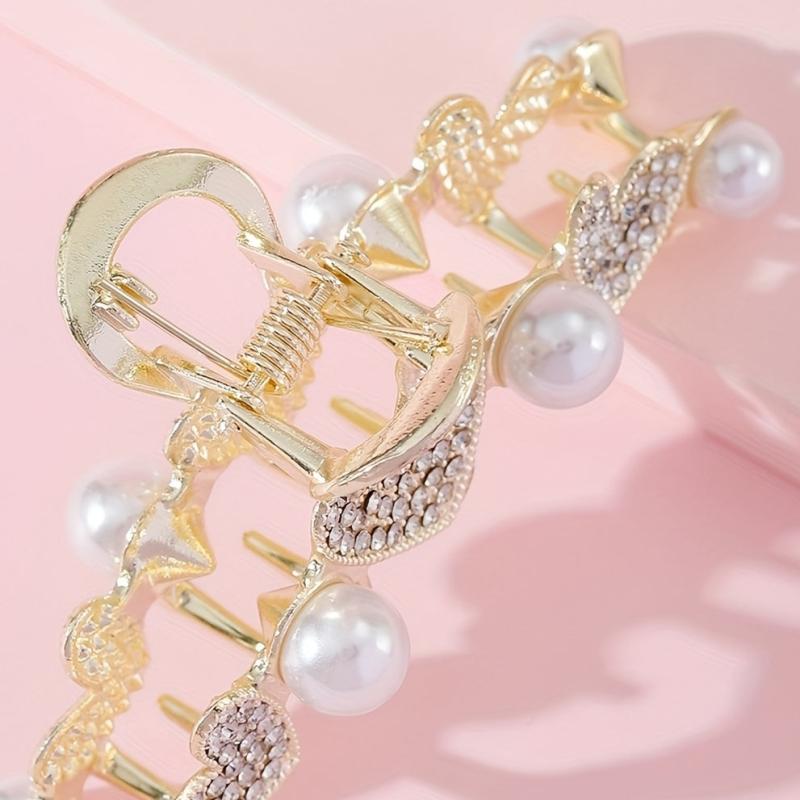 Butterfly Rhinestone Hair Claw Faux Pearl Shark Claw Hair Accessories