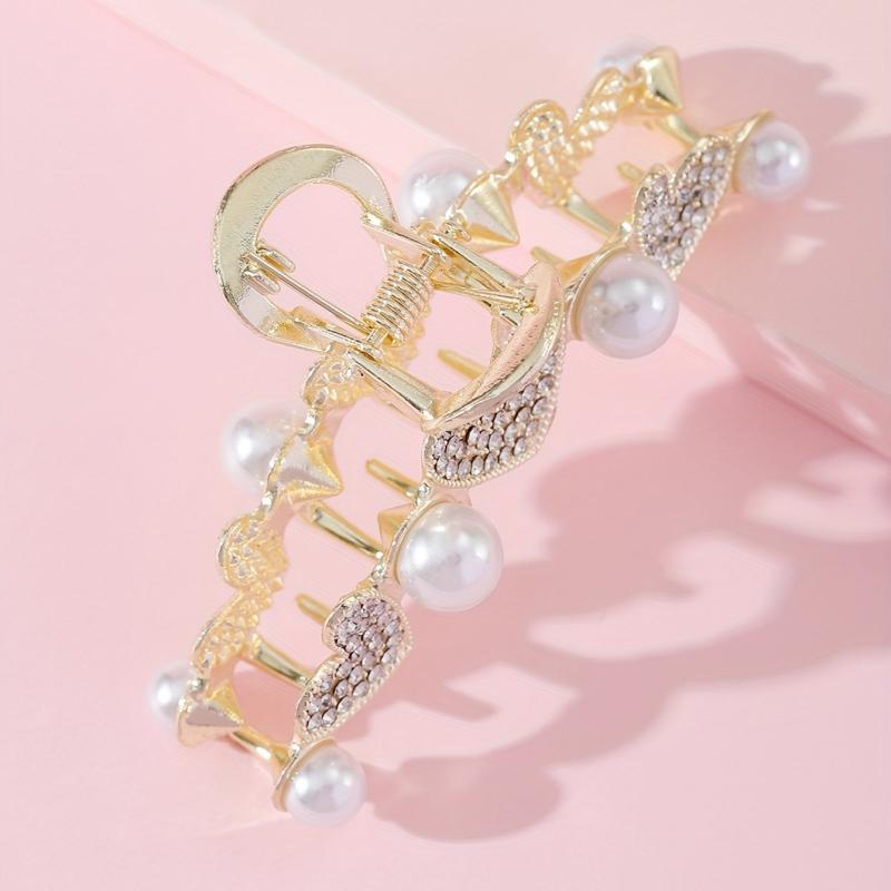 Butterfly Rhinestone Hair Claw Faux Pearl Shark Claw Hair Accessories