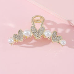 Butterfly Rhinestone Hair Claw Faux Pearl Shark Claw Hair Accessories