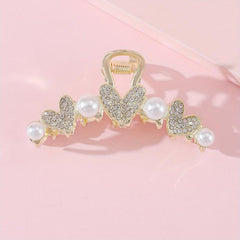 Butterfly Rhinestone Hair Claw Faux Pearl Shark Claw Hair Accessories