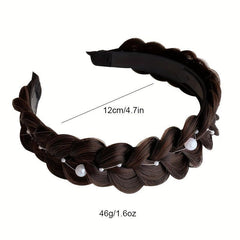Braided Wig Headband Faux Pearl Hair Hoop Hair Accessories