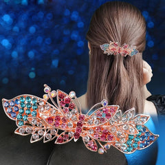 Vintage Butterfly Rhinestone Hair Clip French Barrette