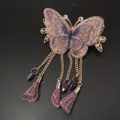Butterfly Barrette With Crystal Tassel Hair Claw