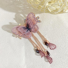 Butterfly Barrette With Crystal Tassel Hair Claw