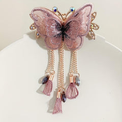 Butterfly Barrette With Crystal Tassel Hair Claw