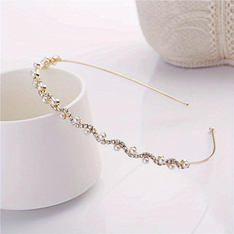 Rhinestone Faux Pearl Headband Hair Accessories