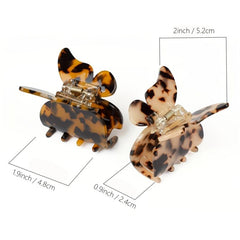 2pcs Leopard Pattern Butterfly Hair Claw Clip for Women Girls