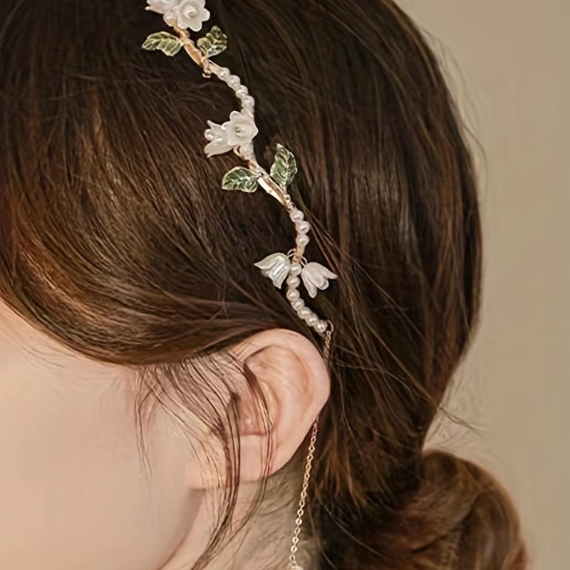 Faux Lily Flower Hair Hoop for Wedding Holiday Daily Use