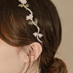 Faux Lily Flower Hair Hoop for Wedding Holiday Daily Use