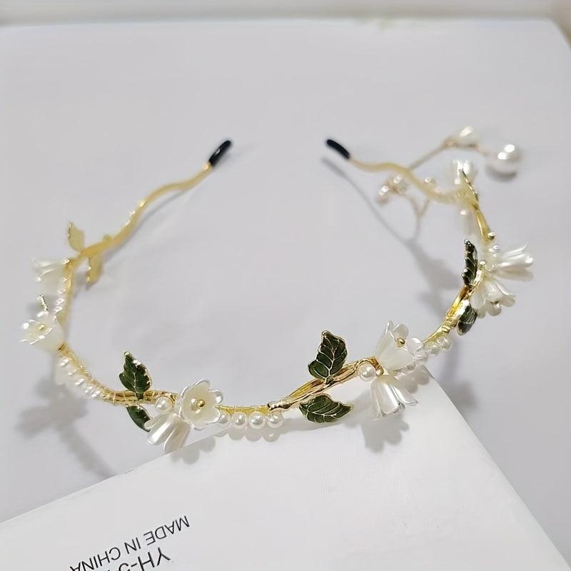 Faux Lily Flower Hair Hoop for Wedding Holiday Daily Use