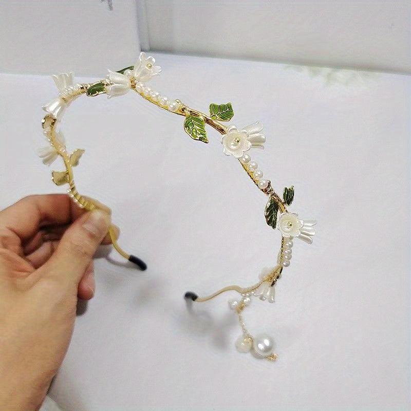 Faux Lily Flower Hair Hoop for Wedding Holiday Daily Use