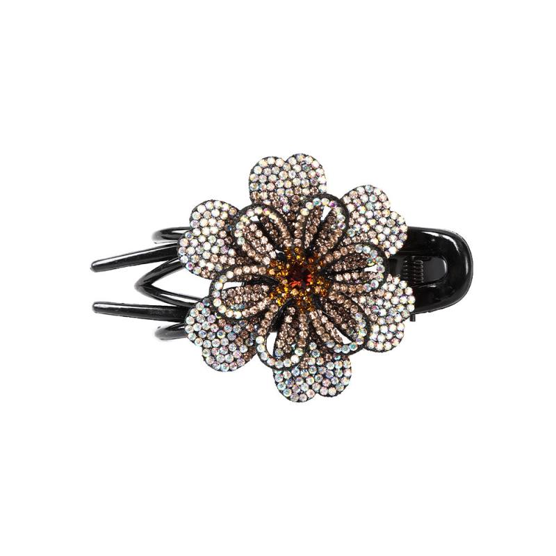 Colorful Rhinestone Flower Hair Claw Crystal Hair Clip For Women