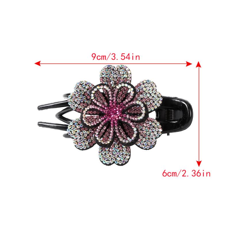 Colorful Rhinestone Flower Hair Claw Crystal Hair Clip For Women