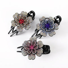 Colorful Rhinestone Flower Hair Claw Crystal Hair Clip For Women