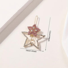 Crystal Star Hair Clip Rhinestone Sparkle Barrette Colorful Hairclip Women Girls
