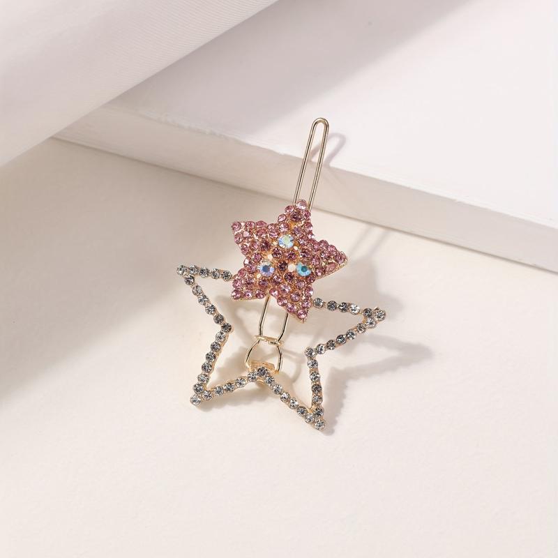 Crystal Star Hair Clip Rhinestone Sparkle Barrette Colorful Hairclip Women Girls