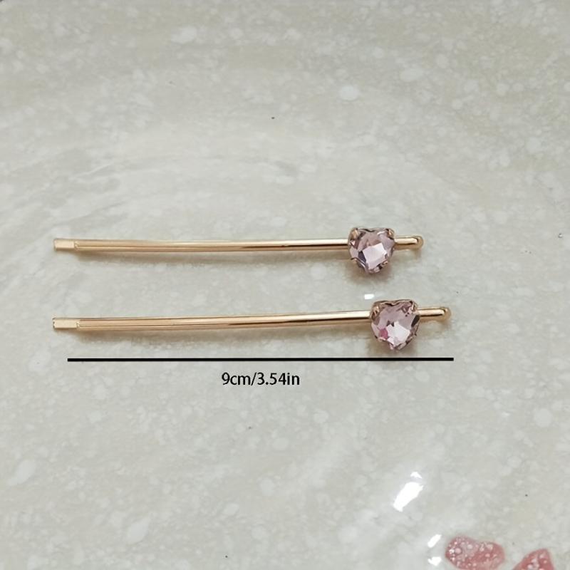 2pcs Crystal Heart Shape Bobby Pin Headwear Side Clip Hair Accessories
