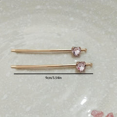 2pcs Crystal Heart Shape Bobby Pin Headwear Side Clip Hair Accessories