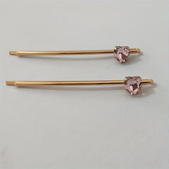 2pcs Crystal Heart Shape Bobby Pin Headwear Side Clip Hair Accessories