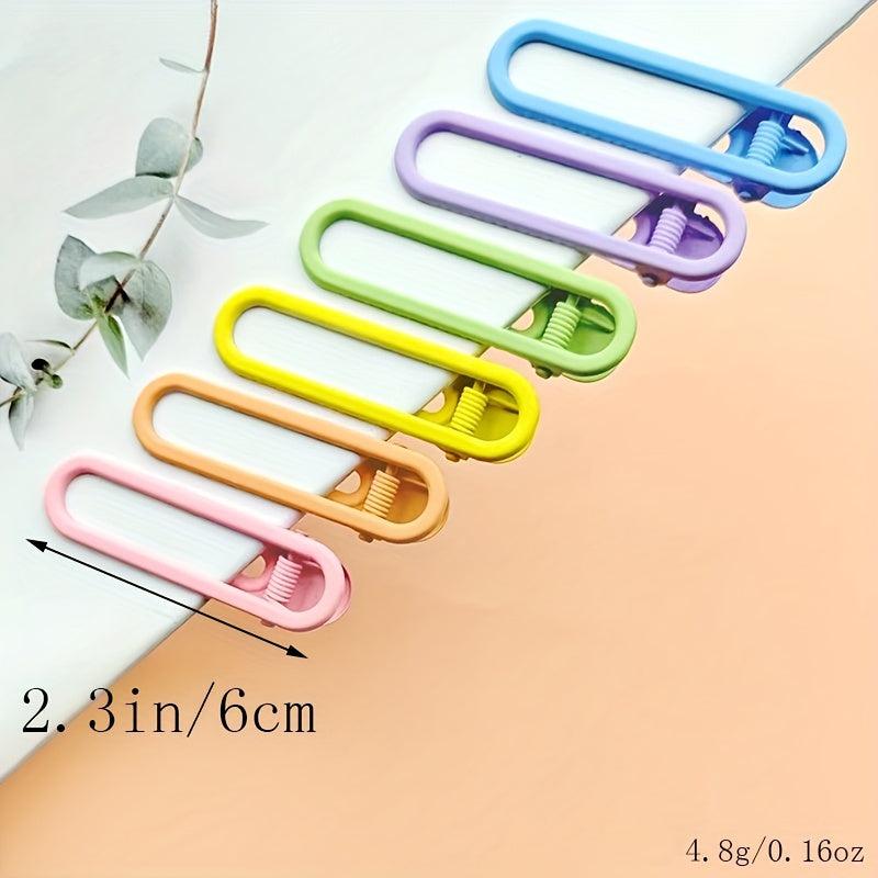 6pcs Candy Duck Billed Clip Hollow Rectangle Metal Hair Clip For Side Hair Bang