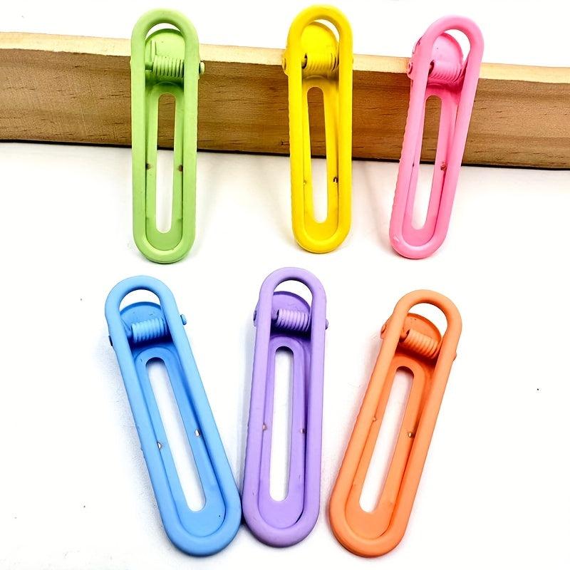 6pcs Candy Duck Billed Clip Hollow Rectangle Metal Hair Clip For Side Hair Bang