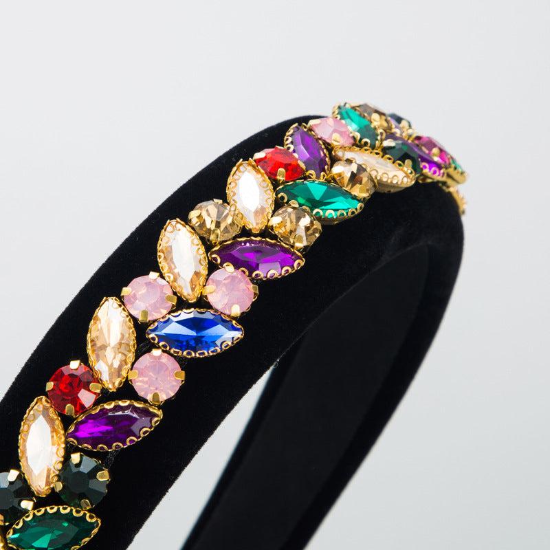 Baroque Rhinestone Leaves Headband Retro Style Hair Accessories Headdress