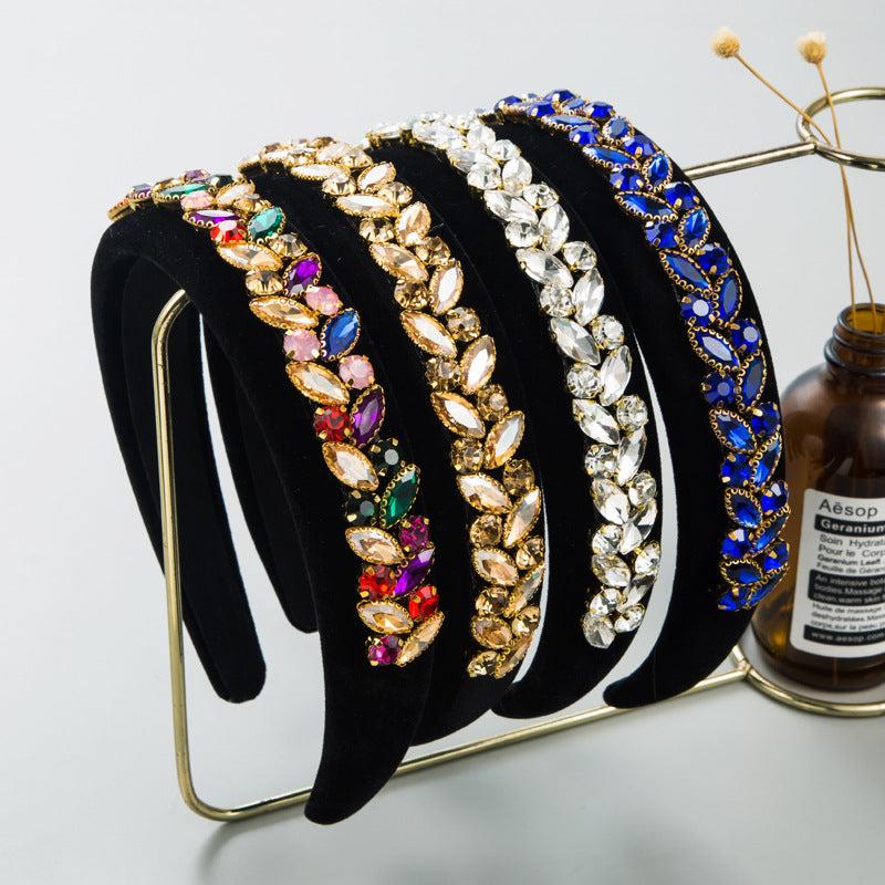 Baroque Rhinestone Leaves Headband Retro Style Hair Accessories Headdress