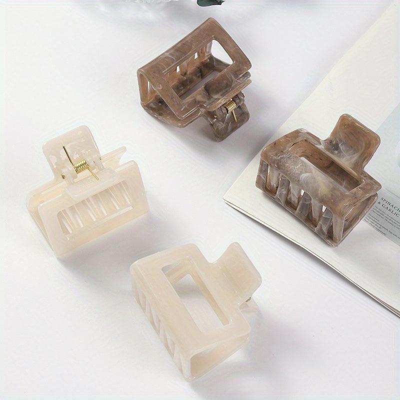 Matte Rectangle Hollow Small Hair Claw For Thin Thick Hair