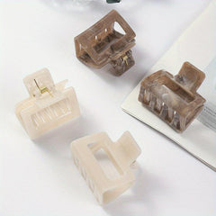 Matte Rectangle Hollow Small Hair Claw For Thin Thick Hair