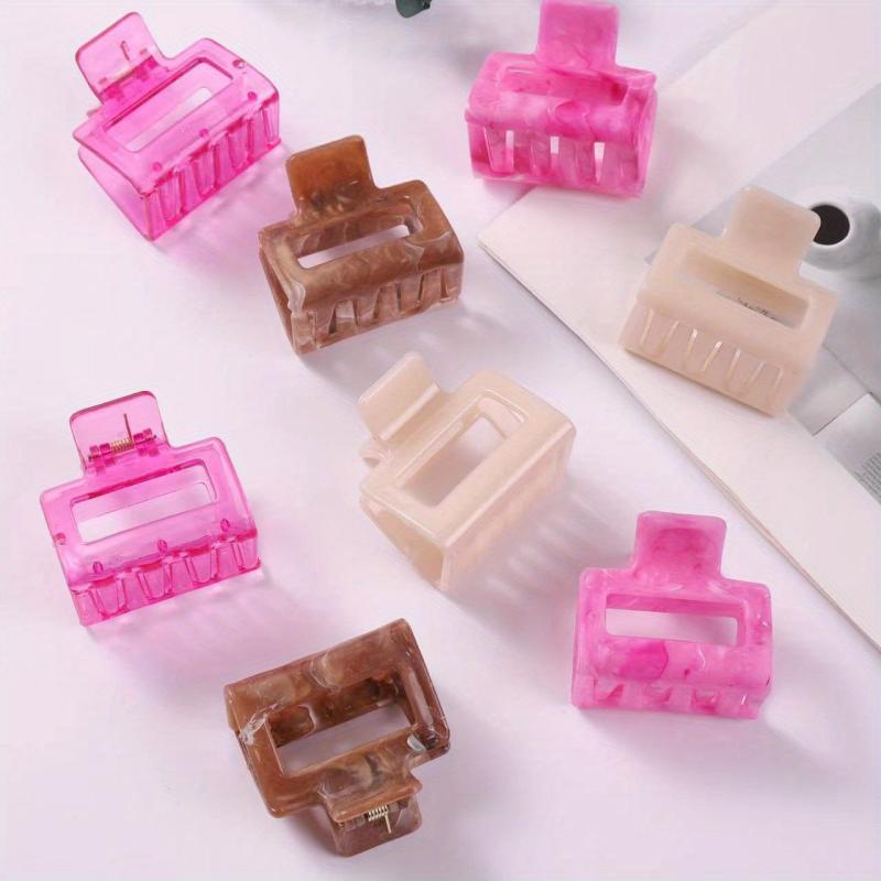 Matte Rectangle Hollow Small Hair Claw For Thin Thick Hair