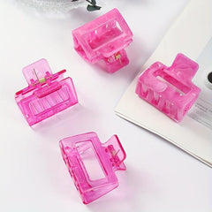 Matte Rectangle Hollow Small Hair Claw For Thin Thick Hair