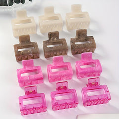 Matte Rectangle Hollow Small Hair Claw For Thin Thick Hair