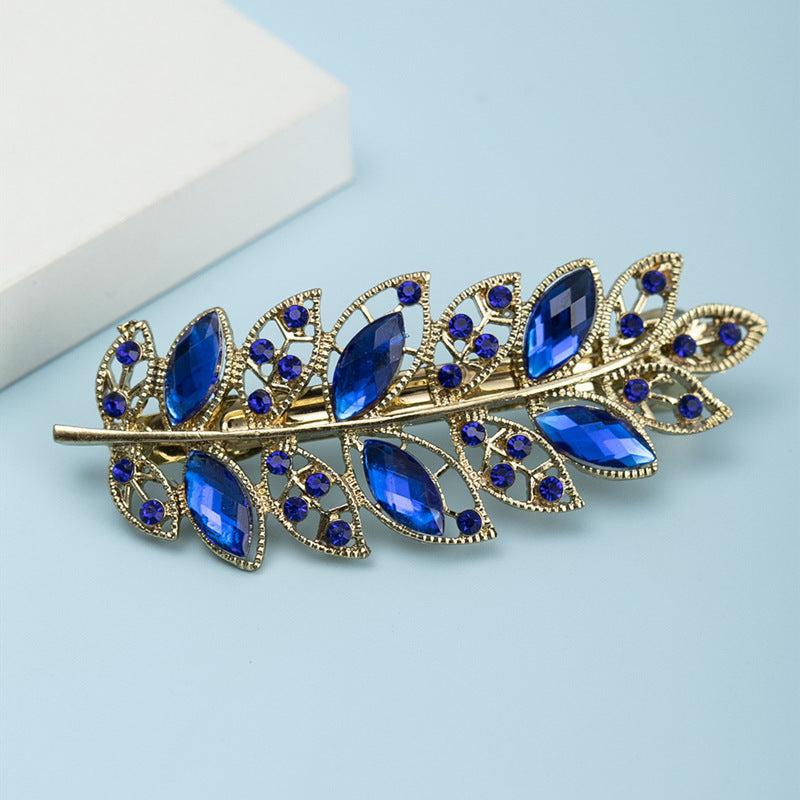 Glitter Leaf Rhinestone Hair Clip for Women
