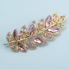 Glitter Leaf Rhinestone Hair Clip for Women