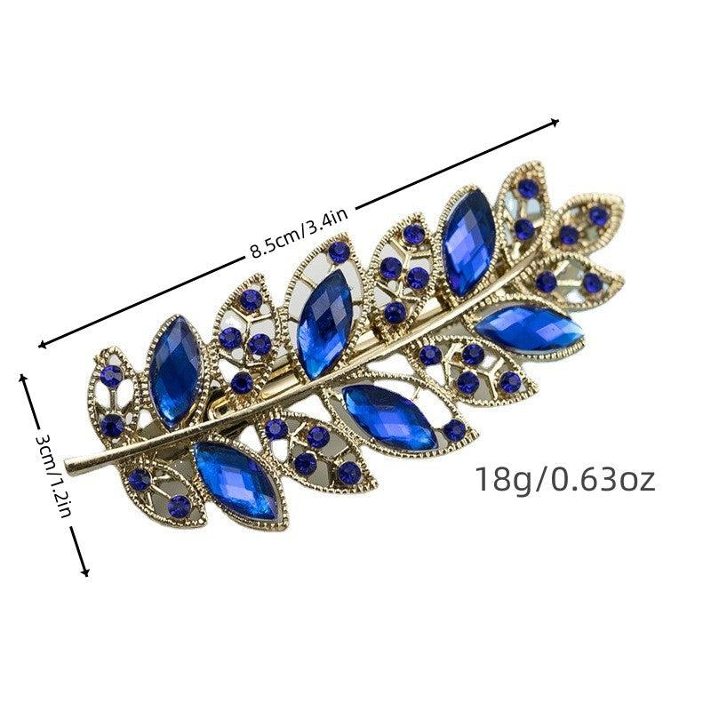 Glitter Leaf Rhinestone Hair Clip for Women