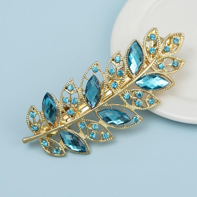 Glitter Leaf Rhinestone Hair Clip for Women