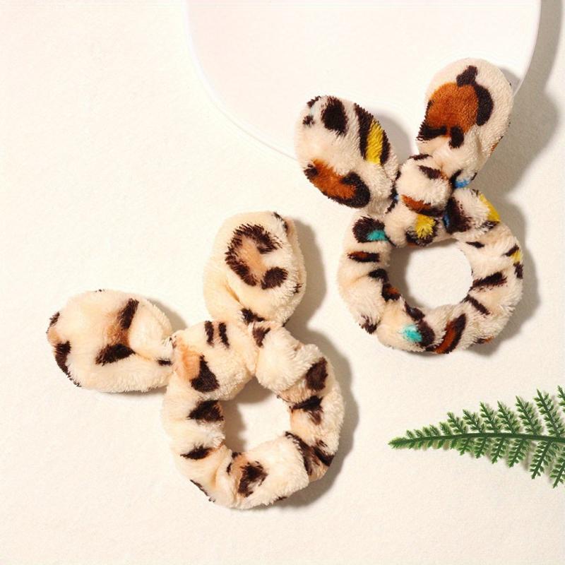 Y2K Plush Leopard Hair Band for Women