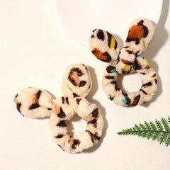 Y2K Plush Leopard Hair Band for Women
