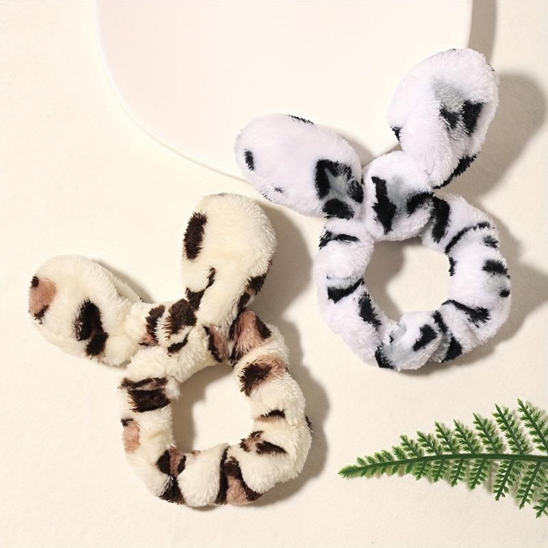 Y2K Plush Leopard Hair Band for Women