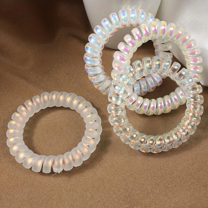 3pcs Transparent Spiral Hair Tie Y2K Hair Accessories Elastic Hair Rope