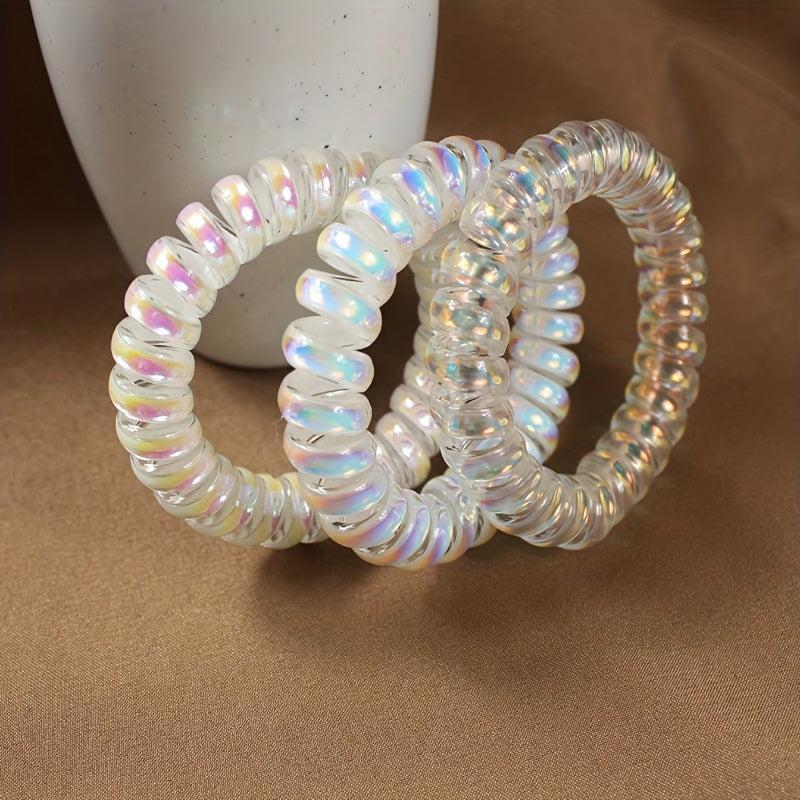 3pcs Transparent Spiral Hair Tie Y2K Hair Accessories Elastic Hair Rope